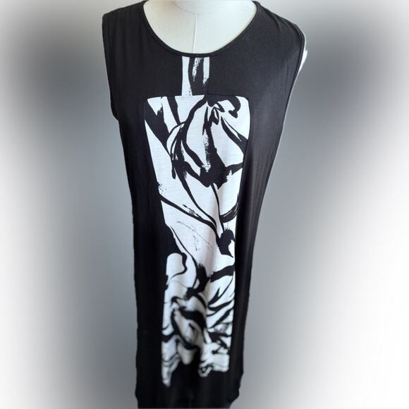 Comfy USA Black and White Midi Dress Size Large - Picture 1 of 7